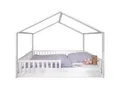 Produktbild: tiSsi® Bodenbett / Hausbett ENNO 140x200 cm Buche weiß inkl. opt. Dach