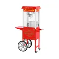 Produktbild: Royal Catering Popcornmaschine mit Wagen, Unterschrank und Ablage Retro-Design in Rot 1500 W 5 kg/h 195/235 °C beleuchteter Innenraum entnehmbarer Topf Popcornmaker