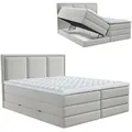 Produktbild: Boxspringbett - hellgrau - H2/H3 - Bettkasten - inklusive Topper - 180x200 cm