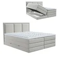 Produktbild: Boxspringbett - hellgrau - H2/H3 - Bettkasten - inklusive Topper - 180x200 cm