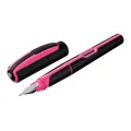 Produktbild: Pelikan Füller Style NEON pink Füllhalter mit Clip und große Tintenpatrone blau
