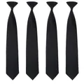 Produktbild: FUIPVGI 4 Stück Schwarze Krawatte für Herren,Krawatten zum Anstecken,Solide Uniform,vorgebundene Herren-Krawatten mit Knöpfen für Hochzeit, Abschlussfeier, Schuluniform, Beerdigung, Formelle(Schwarz)