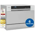 Produktbild: Exquisit Mini-Geschirrspüler, Tischspülmaschine, 55 cm breit, spülmaschine klein, Auto Türöffner, ECO-Modus, GSP5206-030D silber