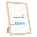 Produktbild: PHOTOLINI Bilderrahmen 18x24 Holz Natur aus MDF Poster-Rahmen, bruchsicheres Acrylglas, zum Aufhängen & Aufstellen, extra Zubehör - für Fotos & Poster