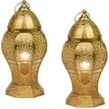Produktbild: Marrakesch Orient & Mediterran Interior Nachttischlampe 2er Set Orientalische Deko Tischlampe Nachttischlampe Lampe Gold, Leuchtmittel nicht im Lieferumfang enthalten, Handarbeit goldfarben