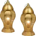 Produktbild: Marrakesch 2er Set Orientalische Deko Tischlampe Nachttischlampe 40cm groß | Boho Tischleuchte Lampe im Wohnzimmer Schlafzimmer & Kinderzimmer | Tischleuchte Jaleel gold aus Metall E27 Lampenfassung