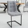 Produktbild: riess-ambiente Design Freischwinger Stuhl MIAMI hellgrau Metallgestell matt schwarz Esszimmerstuhl Essstuhl