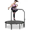 Produktbild: VEVOR Faltbares Mini-Trampolin Fitness-Rebounder 1295 mm 205 kg belastbares Tainingstrampolin, Rebounder Sport Trampolin Gartentrampolin mit 4-stufig höhenverstellbarem Griff & 42 Spanngurten