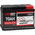 Produktbild: AGM Batterie 70Ah 12V Autobatterie Start Stop