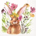 Produktbild: 20 Servietten Girl Bunny Hase Tiere Blumen Garten Ostern Frühling Deko 33x33cm