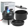 Produktbild: ENFRIFAM Gaskocher Campingkocher Set mit Topf und Pfannen, 2 in1 Elektro & Gaskocher, (2-St., Kombiniere 700W Elektrische & 2200W Gas, 1 flammig, für 2-4 Personen), für Picknick Backpacking Camping Wandern