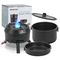Produktbild: ENFRIFAM Topf-Set Campingkocher, Gaskocher Outdoor Kochgeschirr, Tragbar Reisekocher , Aluminium.Kombiniere 700W Elektrische und 2200W Gas, 1 flammig, für 2-4 Personen , für Picknick Backpacking Camping Wandern