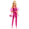 Produktbild: Barbie Deluxe Style-Puppe #5 in rosafarbenem Metallic-Outfit, blond, mit glitzer