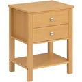 Produktbild: SoBuy Nachttisch Sofatisch Beistelltisch mit 2 Schubladen Natur FBT114-N