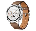 Produktbild: Huawei Watch GT 4 46mm Edelstahlgehäuse mit Braunes Lederarmband Smartwatch NFC