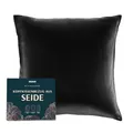 Produktbild: DREAMZIE Seidenkissenbezug 40x40 cm für Haar und Haut, Kissenbezüge Seide 19 Momme (Schwarz, 1 Stück)