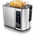 Produktbild: Arendo - Toaster 2 Scheiben Edelstahl Touchpanel - 800 W - Doppelwandgehäuse - Integrierter Brötchenaufsatz - 7 Bräunungsgrade