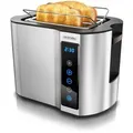 Produktbild: Arendo - Toaster 2 Scheiben Edelstahl Touchpanel - 800 W - Doppelwandgehäuse - Integrierter Brötchenaufsatz