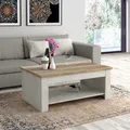 Produktbild: KAUNAS Couchtisch 110 x 65 cm Pinie Weiß / Eiche Antik