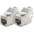 Produktbild: deleyCON 2x CAT 6a Keystone Jack Modul RJ45 STP werkzeuglos Netzwerk LAN Adapter