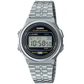 Produktbild: Casio Unisex Quartz Armbanduhr, 39.00mm GehäusegröÃŸe mit schwarz digital Zifferblatt und Silber Metallarmband Armband A171WE-1AEF