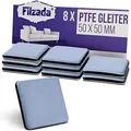 Produktbild: Filzada® 8X Teflongleiter Selbstklebend - 50 x 50 mm (eckig) - Profi Möbelgleiter/Teppichgleiter PTFE (Teflon)