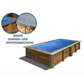Produktbild: GRE Holzbecken rechteckig Modell Lemon 375 x 200 x 68 cm, Komplettset + GRATIS Sommerabdeckung - Blau