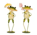 Produktbild: Geschenkestadl 2 Stück Frosch Figuren aus Metall mit fluoreszierendem Bauch 32-34 cm Dekofiguren