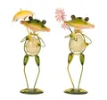 Produktbild: Geschenkestadl Tierfigur 2 lustige fluoreszierende Metall Frosch Figuren 32-34cm Gartenfigur (2 St)