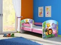Produktbild: ACMA Jugendbett Kinderbett Junior-Bett Komplett-Set mit Matratze Lattenrost und Rausfallschutz Rosa 01 Zoo 140x70
