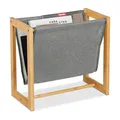 Produktbild: Relaxdays Zeitschriftenhalter, Bambus & Stoff, HBT: 37 x 39,5 x 21 cm, A4, Magazinhalter, Zeitungshalter, natur/grau