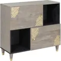 Produktbild: vidaXL Sideboard Grau und Gold 80 x 33 x 75 cm Massivholz Mango 4018799