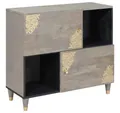 Produktbild: vidaXL Sideboard, Sideboard Grau und Gold 80 x 33 x 75 cm Massivholz Mango