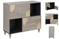 Produktbild: Sideboard Grau Und Gold 80x33.5x75 Cm Massivholz Mango
