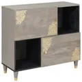 Produktbild: Sideboard Grau und Gold 80 x 33.5 x 75 cm Massivholz Mango