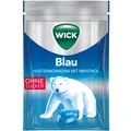 Produktbild: WICK Blau Menthol zuckerfreie Halsbonbons mit reinem Menthol 72g