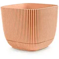 Produktbild: KONZEPT Blumentopf Blumentopf mit Untersetzer, Übertopf Kunststoff, 2IN1 – Der fest integrierte Untersetzer sammelt überschüssiges Wasser rosa 2 l