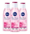 Produktbild: Nivea 3 x Rose Touch Gesichtsfarbe mit Rosenwasser natur, je 200 ml, für alle Hauttypen, spendet 24h, reinigt Poren, 0,6 kg