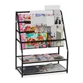 Produktbild: Relaxdays Zeitschriftenregal Metall, HBT: 81 x 67 x 37 cm, moderner Magazinständer, freistehend, für Wohnzimmer, schwarz