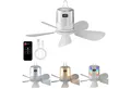 Produktbild: QUBEBU Deckenventilator 10800 mAh Akku Deckenventilator mit Beleuchtung Camping Zelt Terrasse, Ventilator mit Licht, Fernbedienung, Haken, 4 Geschwindigkeitsstufen