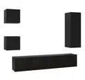 Produktbild: vidaXL TV-Schrank 5-tlg. TV-Schrank-Set Schwarz Holzwerkstoff (5-St)
