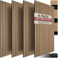 Produktbild: tectake® 3D Akustikpaneele 120 x 60 x 2,1 cm, Holz Optik Paneele, Wandpaneele in Holzoptik als Schallabsorber, Panels für Wohnzimmer, Küche, Wandverkleidung, Schallschutz - Eiche, 4er Set
