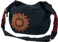Produktbild: Ethno Boho Schultertasche, Goa Tasche Mandala - Schwarz/rot, Uni - Erwachsene, Baumwolle, 26*33*5 cm, Alternative Umhängetasche, Handtasche aus Stoff