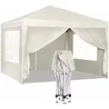 Produktbild: Pavillon Pop-up Wasserdichter Faltpavillon Sonnenschutz Event Pavillon Mit Seitenwänden Gartenpavillon Auf Terrasse Camping Festival Pagodenzelt Aus Oxford Metallrahmen 3 X 3 M Beige - Woltu