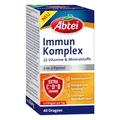 Produktbild: Abtei Immun Komplex - Nährstoff-Komplex mit 22 Vitaminen & Mineralstoffen - 3-in-1 Formel für Immunsystem, Energie und geistiges Wohlbefinden - Glutenfrei, gelatinefrei & laktosefrei – 1 x 40 Dragees