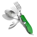 Produktbild: ZIMAIC Campingbesteck Klappbesteck, Edelstahl Camping Besteck 4 in 1 Feldbesteck Outdoor Flaschenöffner Messer Gabel löffel Set-Grüner