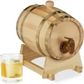 Produktbild: Holzfass 1,25 l, mit Bock, Zapfhahn, für Whiskey, Wein, Spirituosen, Whiskyfass HxBxT 23 x 16 x 25,5 cm, natur - Relaxdays