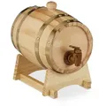 Produktbild: Relaxdays Holzfass 1,25 l, mit Bock, Zapfhahn, für Whiskey, Wein, Spirituosen, Whiskyfass HxBxT 23 x 16 x 25,5 cm, natur