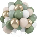 Produktbild: Luftballons Geburtstag Grün Gold - 60 Stück Dunkelgrün Salbeigrün Goldene