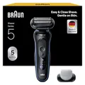 Produktbild: Braun Series 5 Elektrorasierer Herren, Rasierapparat mit 50 Min. Akkulaufzeit, mit Bodygrooming-Aufsatz, Kabelloser Nass- und Trockenrasierer für Männer, Wasserdicht, 52-B1600s, Blau